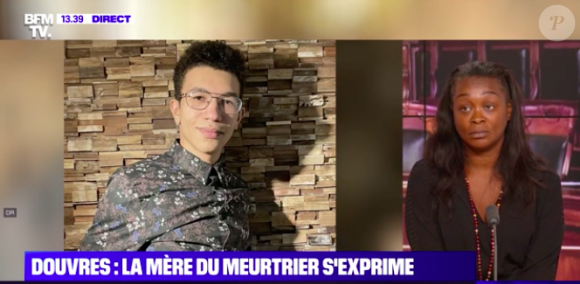 Capture d'écran de l'interview de Félicité Lambot, mère de Matthieu, auteur du quintuple meurtre à Douvres. Un jeune homme de 20 ans a tué son père, sa belle-mère, sa soeur, son demi-frère et la fille de sa belle-mère à l'arme blanche