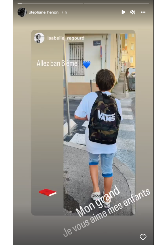 Stéphane Henon partage une rare photo de son fils Milo (né en 2012) qui fait sa rentrée au collège, en 6e - Instagram