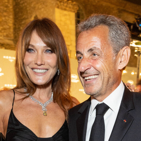 Carla Bruni et son mari Nicolas Sarkozy - Personnalités à la soirée "Women In Motion" par Kering au Château de la Castre lors du 75ème Festival International du Film de Cannes© Olivier Borde / Bestimage 