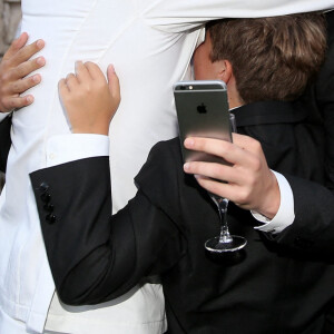 Exclusif - Benjamin Castaldi et ses fils Julien, Simon et Enzo - Cérémonie religieuse - Mariage de Benjamin Castaldi et Aurore Aleman au Mas de La Rose à Eygalières, le 27 août 2016. © Jacovides-Moreau/Bestimage