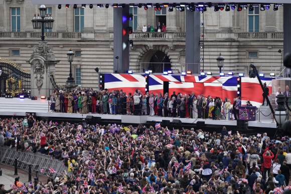 La famille royale d'Angleterre au balcon du palais de Buckingham, à l'occasion du jubilé de la reine d'Angleterre. Le 5 juin 2022 