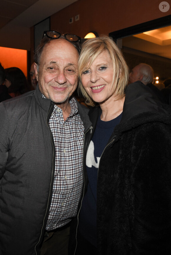 Exclusif - Chantal Ladesou avec son mari Michel Ansault - People en backstage du spectacle "Jeanfi Janssens atterrit à l'Olympia" à Paris le 9 janvier 2020. © Coadic Guirec/Bestimage 