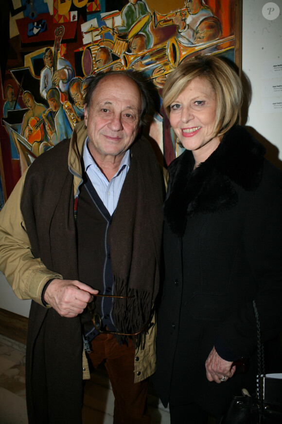 Exclusif - Chantal Ladesou et son mari Michel - Hommage à l'artiste peintre Clama (Pierre Clamagirand) à Paris. Le 1er février 2017