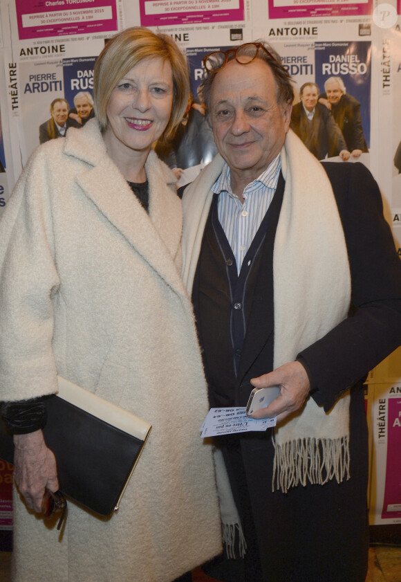 Chantal Ladesou avec son mari Michel Ansault - Photocall de la générale de la pièce "L'être ou pas" au Théâtre Antoine à Paris le 21 mars 2016. © Coadic Guirec/Bestimage