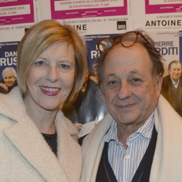 Chantal Ladesou avec son mari Michel Ansault - Photocall de la générale de la pièce "L'être ou pas" au Théâtre Antoine à Paris le 21 mars 2016. © Coadic Guirec/Bestimage