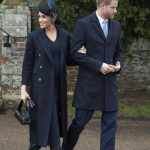 Le prince Harry, duc de Sussex, Meghan Markle, duchesse de Sussex - La famille royale assiste à la messe de Noël à Sandringham le 25 décembre 2018. 