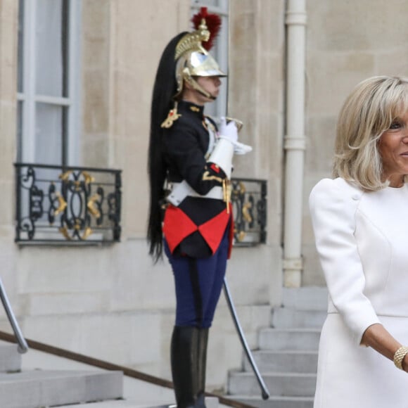 Le président de la République française, Emmanuel Macron et sa femme la Première Dame, Brigitte Macron reçoivent le roi Abdallah II, la reine Rania et le prince héritier de Jordanie pour un déjeuner de travail au palais de l'Elysée, à Paris, France, le 14 septembre 2022 © Stéphane Lemouton/Bestimage 