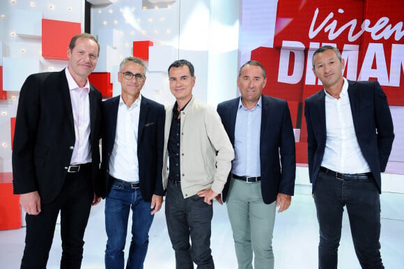 Exclusif - Christian Prudhomme, Laurent Jalabert, Laurent Luyat, Thierry Gouvenou et Nicolas Geay - Enregistrement de l'émission "Vivement Dimanche Prochain" spécial Tour de France au studio Gabriel, à Paris, France, le 21 août 2019 . Diffusion le 25/08/2019 sur France 2. © Guillaume Gaffiot/Bestimage