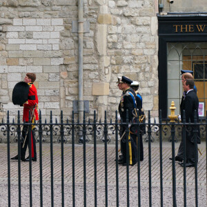 Le roi Charles III, la princesse Anne, le prince Harry, le prince William, prince de Galles - Procession du cercueil de la reine Elizabeth II d'Angleterre de Wesminster Hall où il était exposé au public, jusqu'à l'Abbaye de Westminster. Londres, le 19 septembre 2022. © Peter Byrne / PA via Bestimage