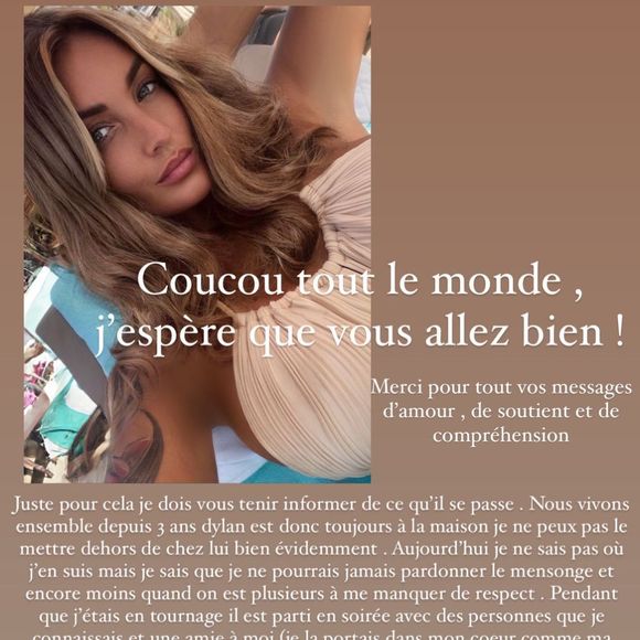 Aurélie Dotremont évoque sa rupture avec Dylan sur Instagram, le 20 septembre 2022