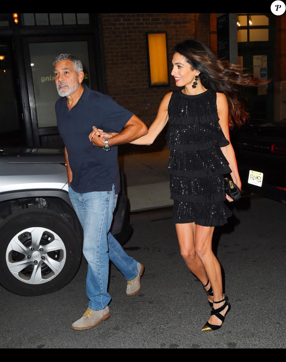 George et Amal Clooney ont dîné au restaurant "Locanda Verde" à New York le 22 septembre 2022.