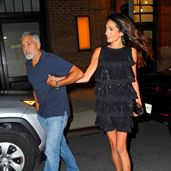 George et Amal Clooney ont dîné au restaurant "Locanda Verde" à New York le 22 septembre 2022. 
