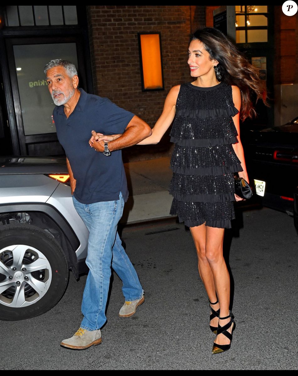 George et Amal Clooney ont dîné au restaurant "Locanda Verde" à New York le 22 septembre 2022.