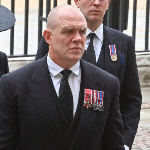 Zara Phillips (Zara Tindall) et Mike Tindall - Arrivées au service funéraire à l'Abbaye de Westminster pour les funérailles d'Etat de la reine Elizabeth II d'Angleterre © Geoff Pugh / PA via Bestimage 