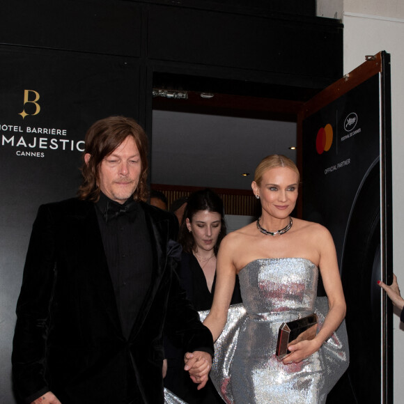 Norman Reedus et sa compagne Diane Kruger - Les célébrités à la sortie de l'hôtel "Martinez" lors du 75ème Festival International du Film de Cannes, le 28 mai 2022. © Laurent Campus / Bestimage 