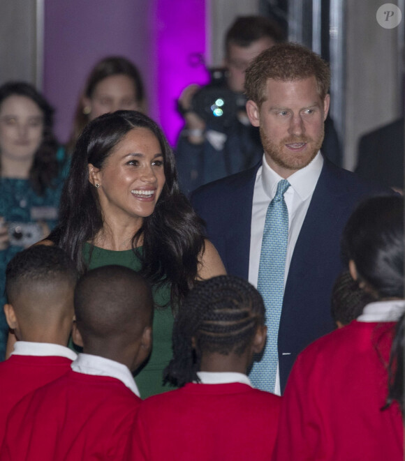 Le prince Harry, duc de Sussex, et Meghan Markle, duchesse de Sussex, assistent à la cérémonie "Wellchild Awards" au Royal Lancaster Hotel à Londres, le 15 octobre 2019. 