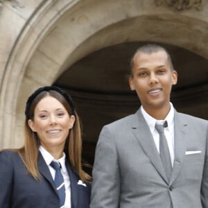 Le chanteur Stromae (Paul van Haver) et sa femme Coralie Barbier - Arrivées au défilé Thom Browne Collection Femme Prêt-à-porter Printemps/Eté 2023 lors de la Fashion Week de Paris (PFW), France, le 3 octobre 2022. © Denis Guignebourg/Bestimage