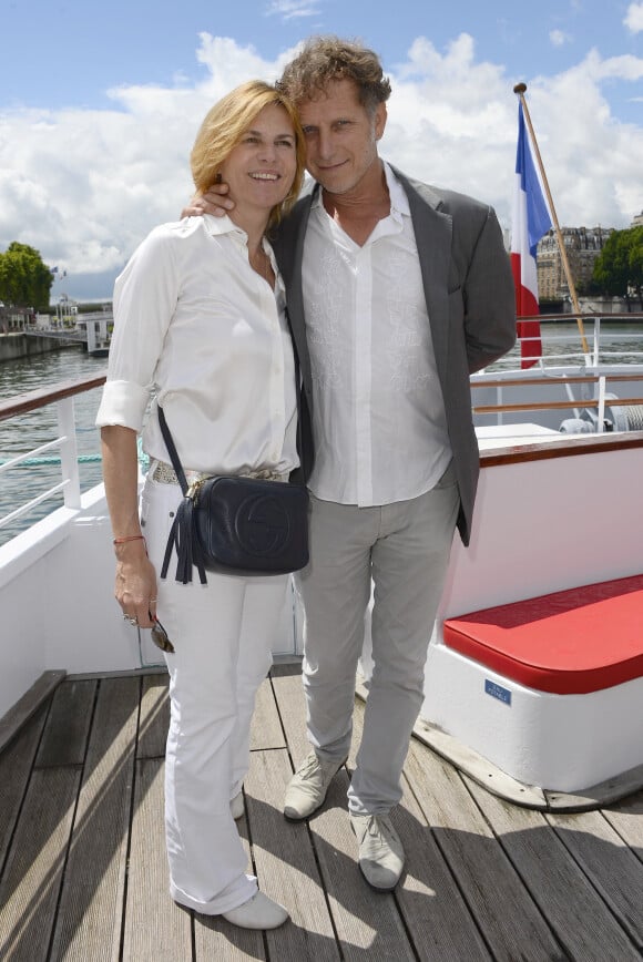 Charles Berling et Virginie Coupérie-Eiffel - La 4ème édition du "Brunch Blanc" sur le bateau "L'Excellence" à Paris, le 29 juin 2014.