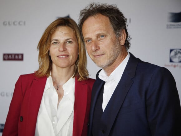 Virginie Coupérie-Eiffel, (Présidente du Paris Eiffel Jumping) et Charles Berling (acteur) lors de la conférence de presse pour le Paris Eiffel Jumping à l'hôtel de ville de Paris, le 8 avril 2014.