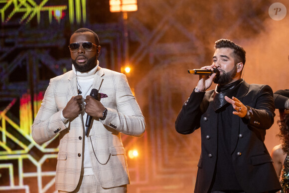 Exclusif - Maitre Gims et Kendji Girac - Enregistrement de l'émission "La grande soirée du 31 à Versailles", diffusée sur France 2. Le 15 décembre 2020 © Tiziano Da Silva - Cyril Moreau / Bestimage 