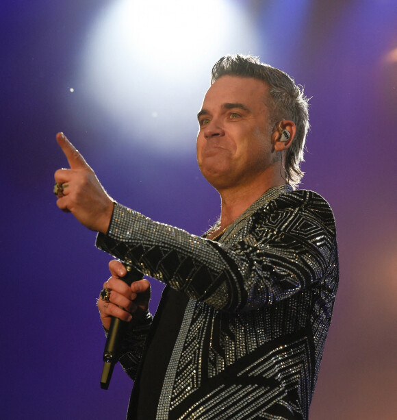 Robbie Williams en concert à Staffordshire. Le 4 juin 2022