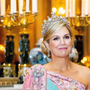 La reine Maxima des Pays-Bas - Banquet d'état au palais royal de Stockholm en l'honneur de la famille royale des Pays-Bas le le 11 octobre 2022. 