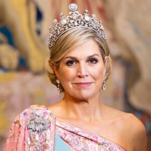 La reine Maxima des Pays-Bas - Banquet d'état au palais royal de Stockholm en l'honneur de la famille royale des Pays-Bas le le 11 octobre 2022. 