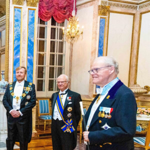 La reine Silvia de Suède, la reine Maxima des Pays-Bas, le roi Willem Alexander, le roi Carl Gustav - Banquet d'état au palais royal de Stockholm en l'honneur de la famille royale des Pays-Bas le le 11 octobre 2022. 