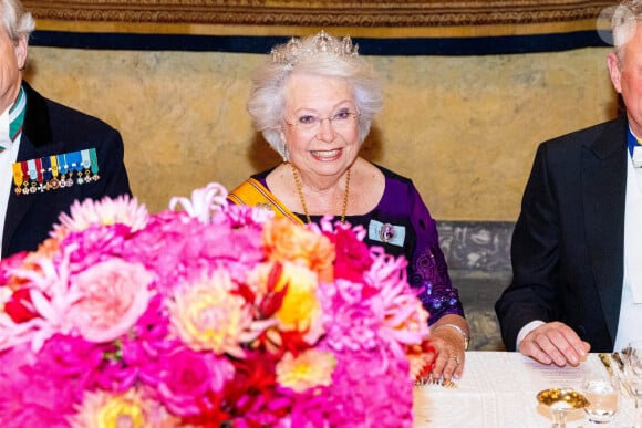La princesse Christina de Suède - Banquet d'état au palais royal de Stockholm en l'honneur de la famille royale des Pays-Bas le le 11 octobre 2022. 