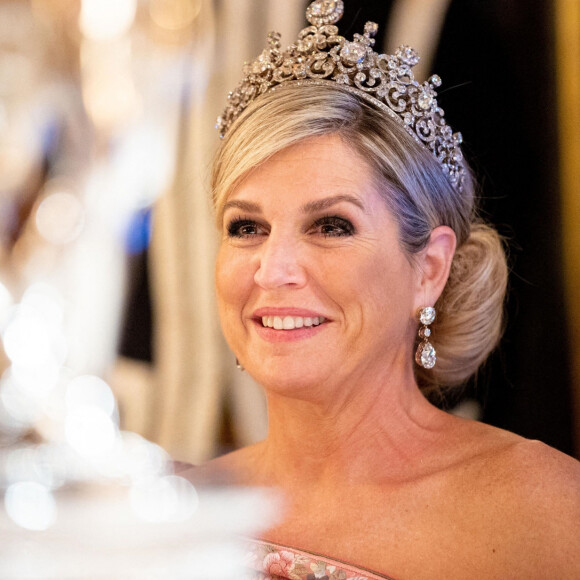 La reine Maxima des Pays-Bas - Banquet d'état au palais royal de Stockholm en l'honneur de la famille royale des Pays-Bas le le 11 octobre 2022. 