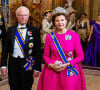 Le roi Carl Gustav de Suède et la reine Silvia - Banquet d'état au palais royal de Stockholm en l'honneur de la famille royale des Pays-Bas le le 11 octobre 2022. 