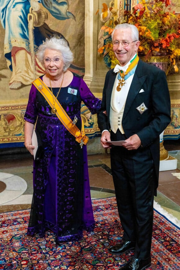 La princesse Christina de Suède et Tord Magnuson - Banquet d'état au palais royal de Stockholm en l'honneur de la famille royale des Pays-Bas le le 11 octobre 2022. 