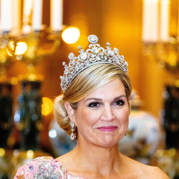 La reine Maxima des Pays-Bas - Banquet d'état au palais royal de Stockholm en l'honneur de la famille royale des Pays-Bas le le 11 octobre 2022. 