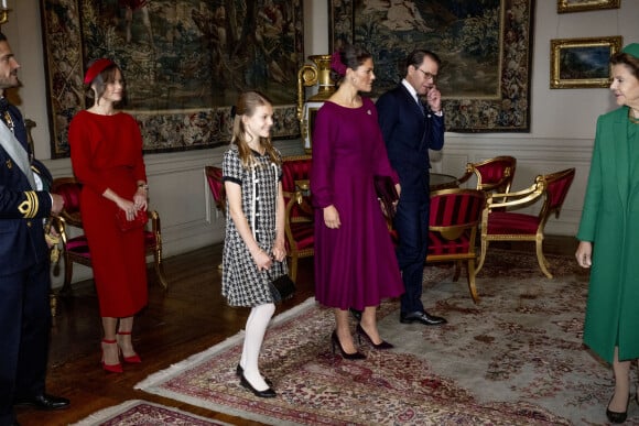 Silvia, La princesse Sofia (Hellqvist) et le prince Carl Philip de Suède, la princesse Victoria et le prince Daniel de Suède avec leur fille la princesse Estelle de Suède - La famille royale de Suède accueille le roi Willem-Alexander et de la reine Maxima des Pays-Bas au palais royal de Stockholm, Suède, le 11 octobre 2022. 