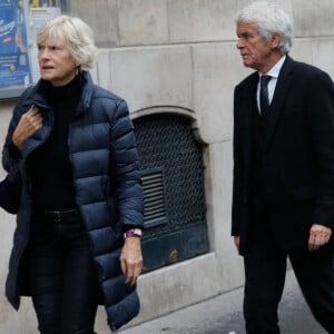 Exclusif - Catherine Ceylac et son compagnon Claude Sérillon - Les obsèques de Martine Allain-Regnault en l'Église Saint François De Sales de Paris.