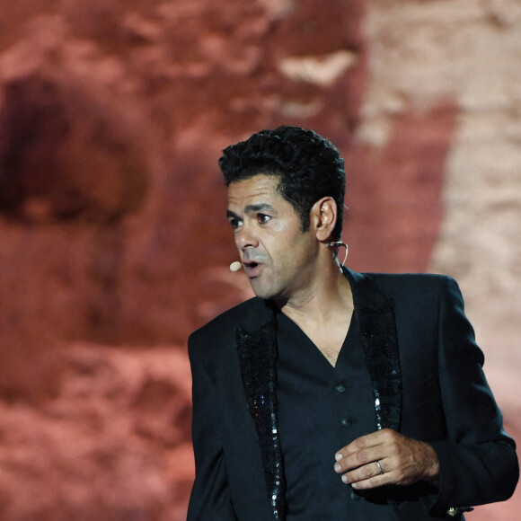 Exclusif - Jamel Debbouze lors de la soirée du grand gala du "Marrakech du Rire 2022" pour la 10ème édition au palais El Badiî à Marrakech, Maroc, le 18 juin 2022. © Rachid Bellak/Bestimage 