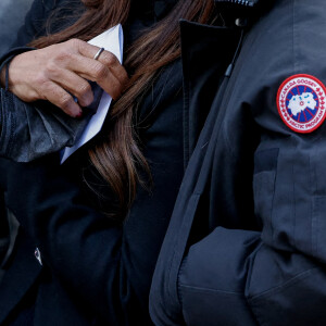 Nathalie Marquay et son fils Tom - La famille de Jean-Pierre Pernaut à la sortie des obsèques en la Basilique Sainte-Clotilde à Paris le 9 mars 2022. © Cyril Moreau/Bestimage.