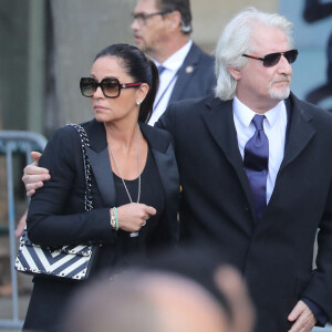 Patrick Sébastien et sa femme Nathalie (dite Nana) - Arrivées en l'église Saint-Sulpice pour les obsèques de l'ancien président de la République Jacques Chirac à Paris. Un service solennel sera présidé par le président de la République. Le 30 septembre 2019 © Dominique Jacovides / Bestimage