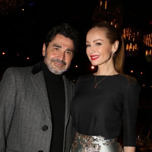 Adriana Karembeu et son mari André Ohanian - Le jury et les invités posent et déjeunent juste avant le début du défilé de la 15ème édition de "Top Model Belgium" au Lido à Paris, le 3 février 2019. © Philippe Doignon / Denis Guignebourg / Bestimage 