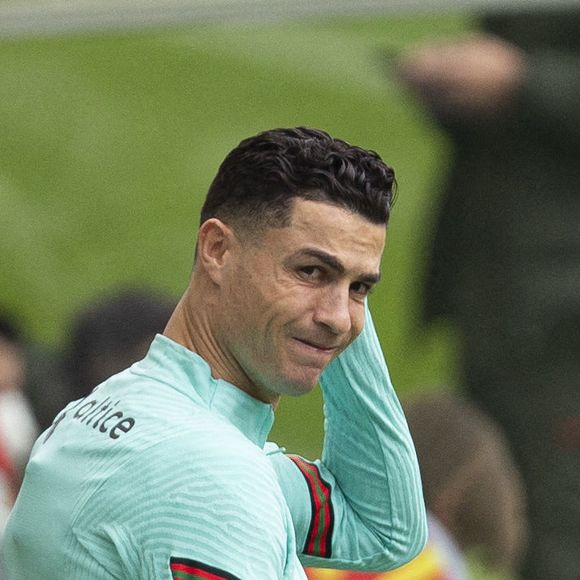 Cristiano Ronaldo lors d'une séance d'entraînement au stade Dragao de Porto, Pourtugal, le 28 mars 2022, la veille du match de football aller de la finale de qualification pour la Coupe du monde 2022 contre la Macédoine du Nord. © Atlantico Press/Zuma Press/Bestimage