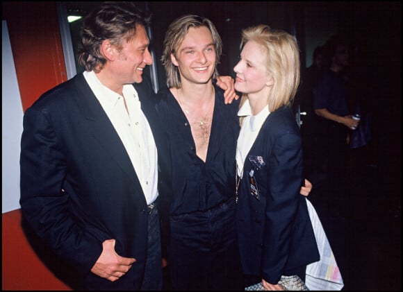 Johnny, David Hallyday et Sylvie Vartan le soir de la première de la tournée de David en 1991
