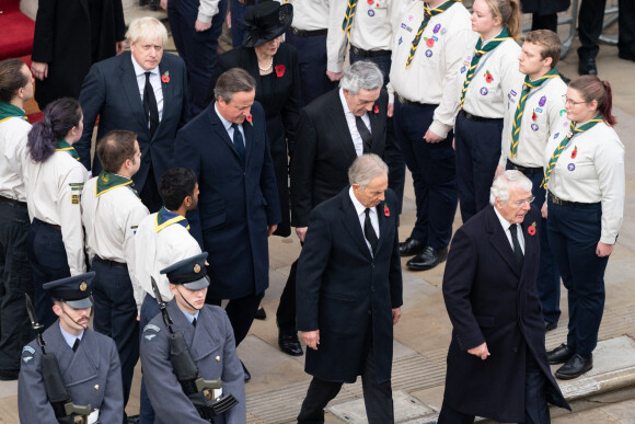 Les anciens premiers ministres Boris Johnson, Theresa May, David Cameron, Gordon Brown, Tony Blair et John Major lors du "Remembrance Sunday Service" à Londres, Royaume Uni, le 13 novembre 2022.