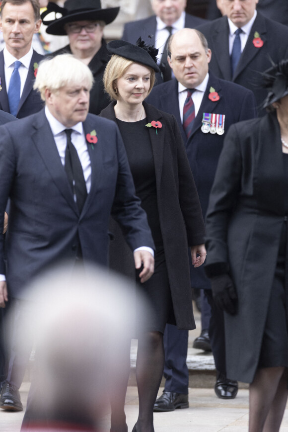 Boris Johnson et Liz Truss - "Remembrance Sunday Service" à Londres, Royaume Uni, le 13 novembre 2022.