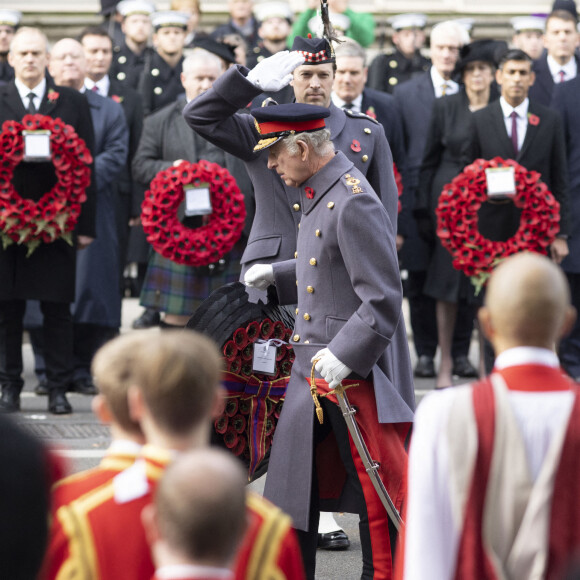 Le roi Charles III d'Angleterre lors du "Remembrance Sunday Service" à Londres, Royaume Uni, le 13 novembre 2022.