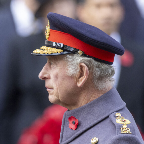 Le roi Charles III d'Angleterre lors du "Remembrance Sunday Service" à Londres, Royaume Uni, le 13 novembre 2022.