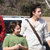 Nick Jonas et son petit frère Frankie, 9 ans, de sortie dans un restaurant de Toluca Lake, le samedi 13 février.