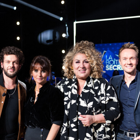 Exclusif - Claudio Capeo, Faustine Bollaert, Marianne James, Cyril Féraud - Enregistrement de l'émission "La Boîte à Secrets", présentée par F.Bollaert et qui sera diffusée le 22 janvier sur France 3. Le 18 janvier 2021 © Tiziano Da Silva / Bestimage  Exclusive - No Web No Blog pour Belgique et Suisse 