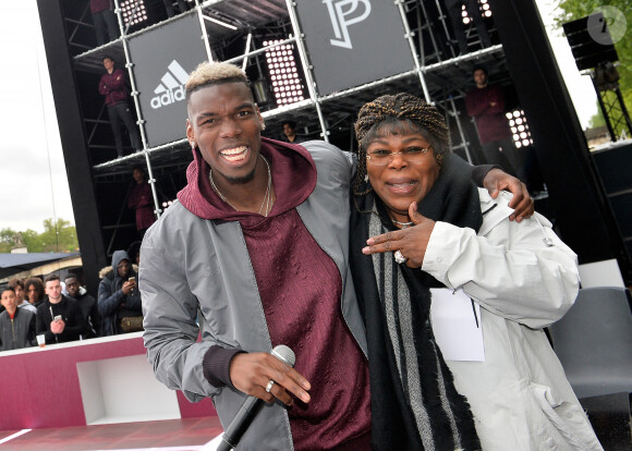 Paul Pogba et sa mère Yeo Moriba - Paul Pogba participe au lancement de sa 3e collection capsule Adidas à Paris le 30 avril 2018. © Veeren/Bestimage.