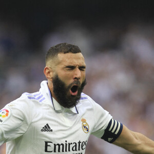Karim Benzema lors du match entre le Real Madrid contre le FC Barcelone (3-1) à Madrid la veille de la 66ème cérémonie du Ballon d'or (avec Benzema en grand favori) le 16 octobre 2022.