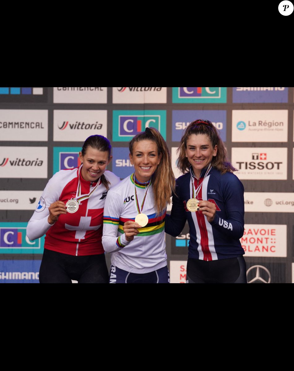 La française Pauline Ferrand-Prévot décroche le titre de championne du monde en short track aux Gets, Haute-Savoie, France, le 26 août 2022. © Fabio Averna/LPS/Zuma Press/Bestimage